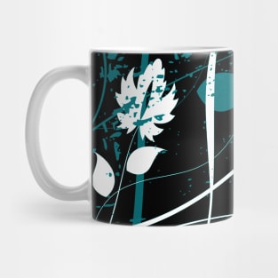 Stylish Abstract Floral Art - Aqua White Mug